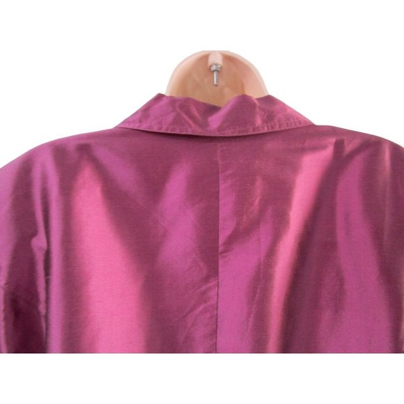 Mulberry Purple Silk Shantung Duster Coat Lined Three Button 16 Allison Taylor E - Picture 13 of 16